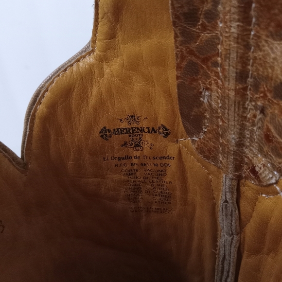 Herencia Cowgirl Boots Leather Size 7.5Tan & Brown Leather will NEED boot TIPS - Picture 6 of 12